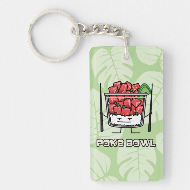 Poke bowl Hawaii raw fish salad chopsticks aku Key Ring (Front)