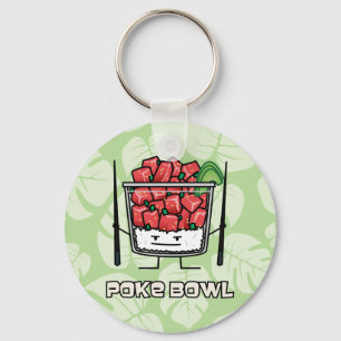 Poke bowl Hawaii raw fish salad chopsticks aku Key Ring