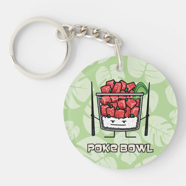 Poke bowl Hawaii raw fish salad chopsticks aku Key Ring (Front)