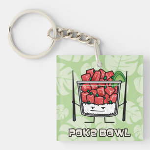 Poke bowl Hawaii raw fish salad chopsticks aku Key Ring