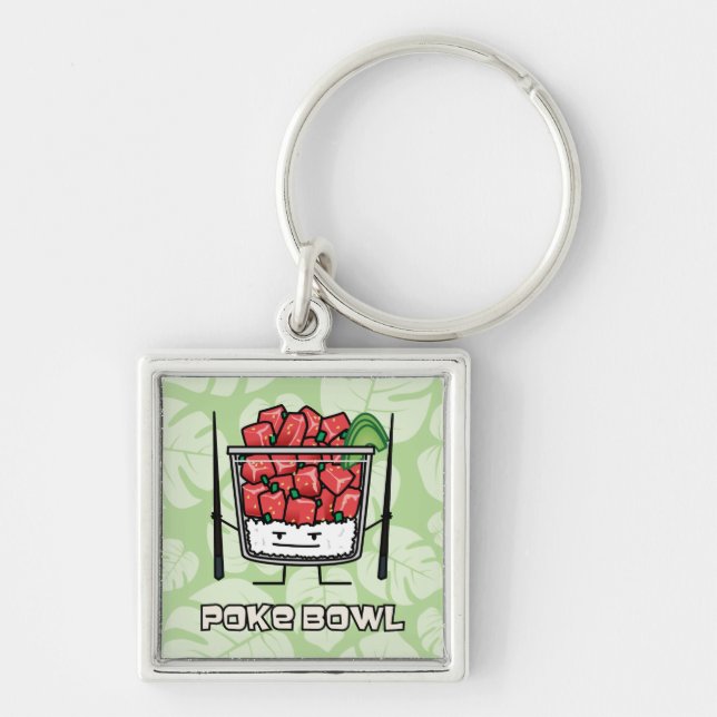 Poke bowl Hawaii raw fish salad chopsticks aku Key Ring (Front)