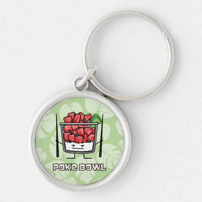 Poke bowl Hawaii raw fish salad chopsticks aku Key Ring (Front)