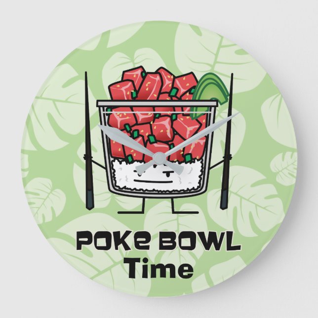 Poke bowl Hawaii raw fish salad chopsticks aku Large Clock (Front)