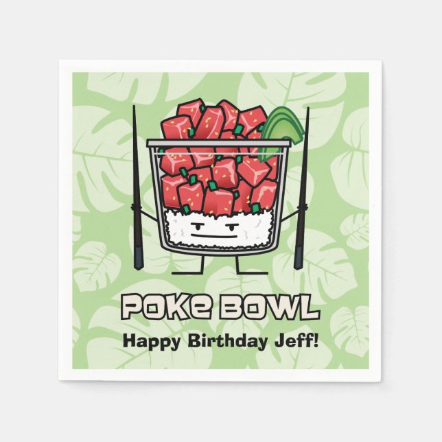 Poke bowl Hawaii raw fish salad chopsticks aku Napkin (Front)