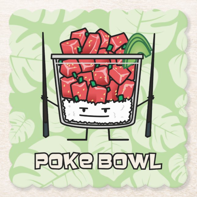 Poke bowl Hawaii raw fish salad chopsticks aku Paper Coaster (Front)