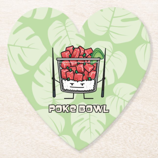 Poke bowl Hawaii raw fish salad chopsticks aku Paper Coaster (Front)