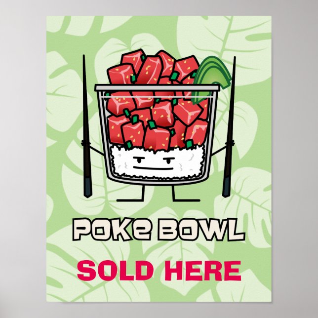Poke bowl Hawaii raw fish salad chopsticks aku Poster (Front)