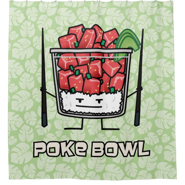 Poke bowl Hawaii raw fish salad chopsticks aku Shower Curtain (Front)