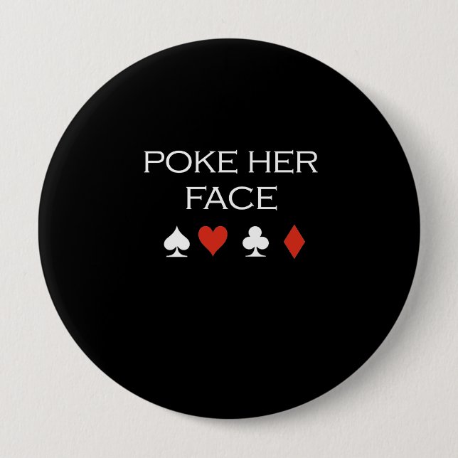 poke her face T-shirt white 10 Cm Round Badge (Front)