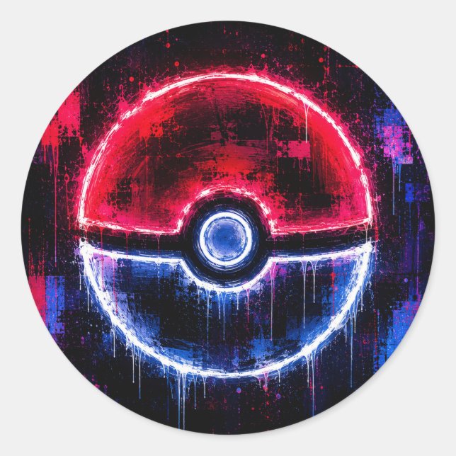Pokéball Art Classic Round Sticker (Front)