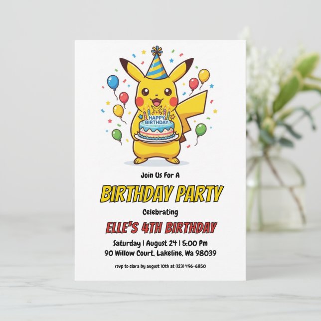 Pokémon Birthday Invitations (Standing Front)