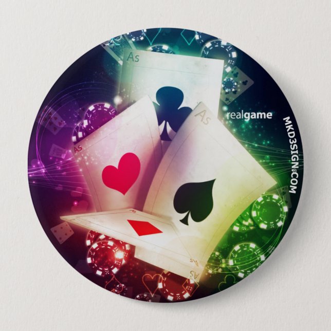 Poker 10 Cm Round Badge (Front)