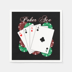 Poker Ace Playing Cards Black Napkins