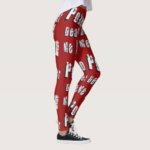 Poker Aces Deal Me In Logo, Red Ladies Leggings