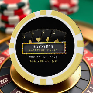 Poker Aces Gold & Black Bachelor Party Chips
