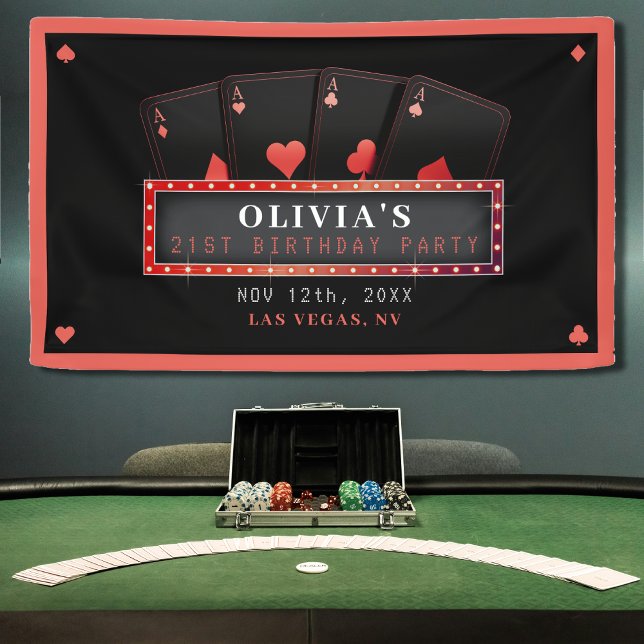 Poker Aces Red & Black 21st Birthday Party Banner (Poker Aces Red & Black 21st Birthday Party Banner
)