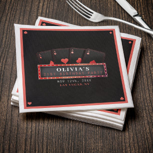 Poker Aces Red & Black 21st Birthday Party Napkin
