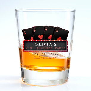 Poker Aces Red & Black 21st Birthday Party Shot Glass