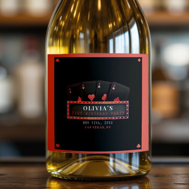 Poker Aces Red & Black 21st Birthday Party Sparkling Wine Label (Poker Aces Red & Black 21st Birthday Party Sparkling Wine Label
)