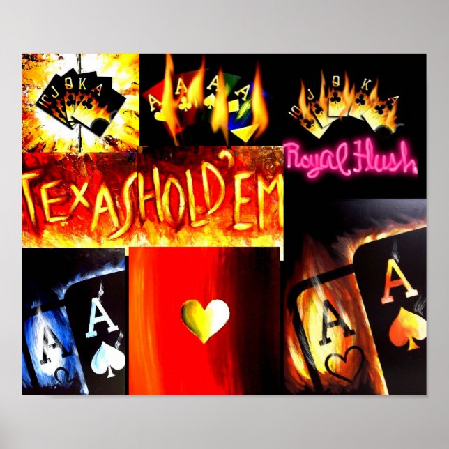 POKER ART TEXAS HOLD EM COLLAGE POSTER (Front)