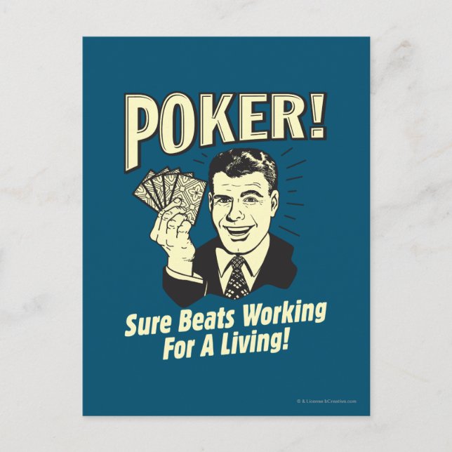Poker: Beats Working for a Living Postcard (Front)