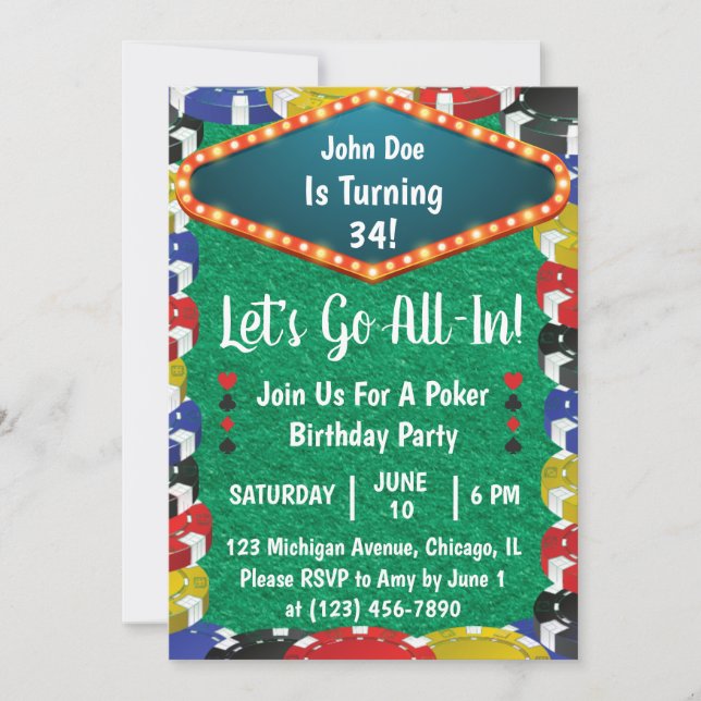 Poker Birthday Party Invitation (Front)