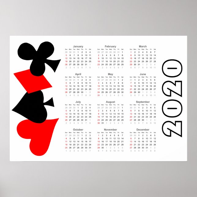 Poker Calendar 2020 Poster (Front)