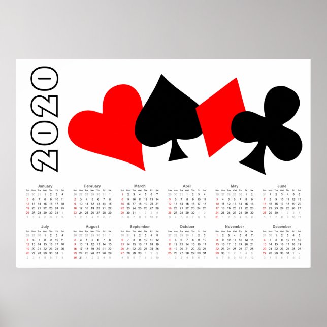 Poker Calendar 2020 Poster (Front)