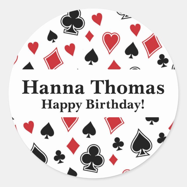 Poker Card Game Casino Birthday Classic Round Sticker (Front)