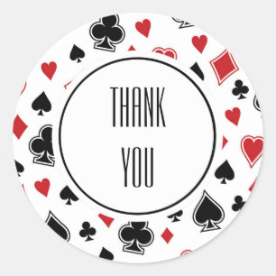 Poker Card Game Casino Thank You Classic Round Sticker