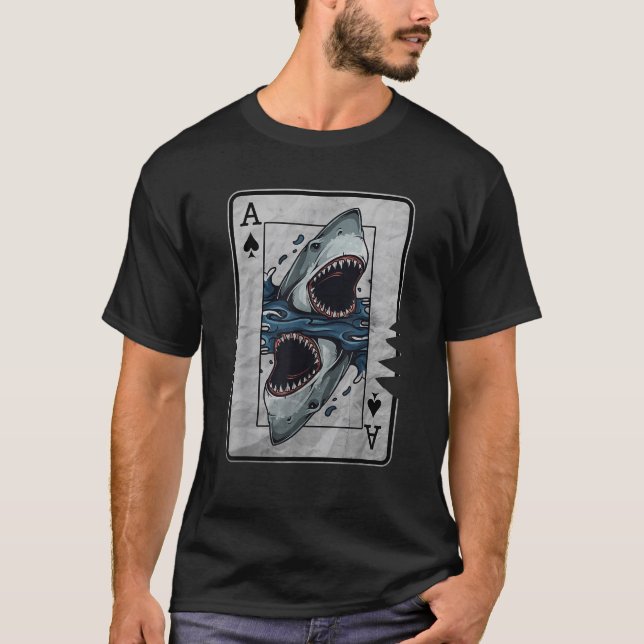 Poker Card Great White Shark T Shirt (Front)