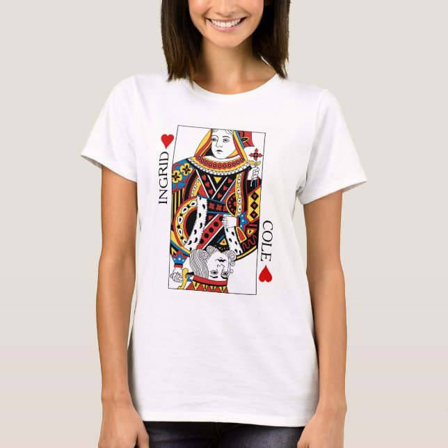 Poker Card Queen & King of Hearts Wedding Gift T-Shirt (Front)
