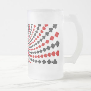 Poker Card Suits Spiral: Frosted Mug: Black Jack Glass Beer Mug