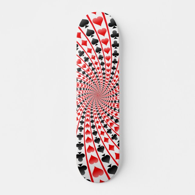 Poker Card Suits Spiral: Skateboard (Front)