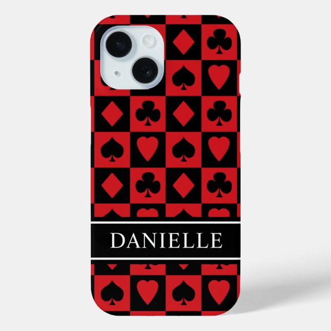Poker Card Symbols in Red and Black Case-Mate iPhone Case (Back)