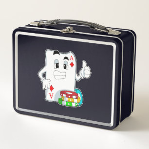 Poker card with Poker chips Metal Lunch Box