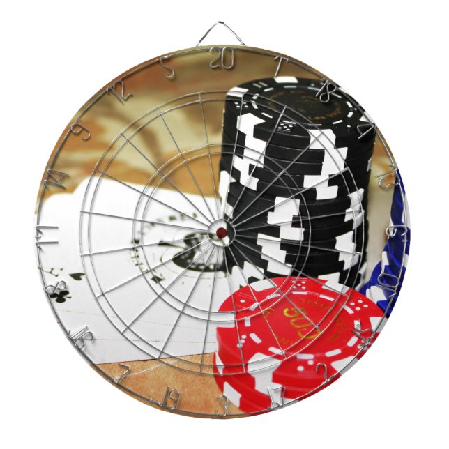 Poker Cards Aces Chips Gambling Casino Win Game Dartboard (Front)