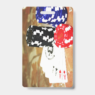 Poker Cards Aces Chips Gambling Casino Win Game ID Badge