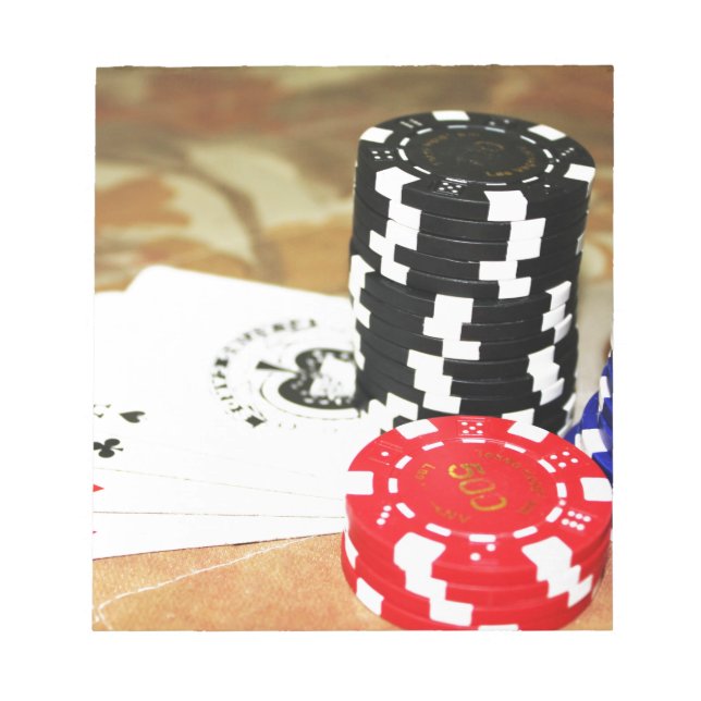 Poker Cards Aces Chips Gambling Casino Win Game Notepad (Front)