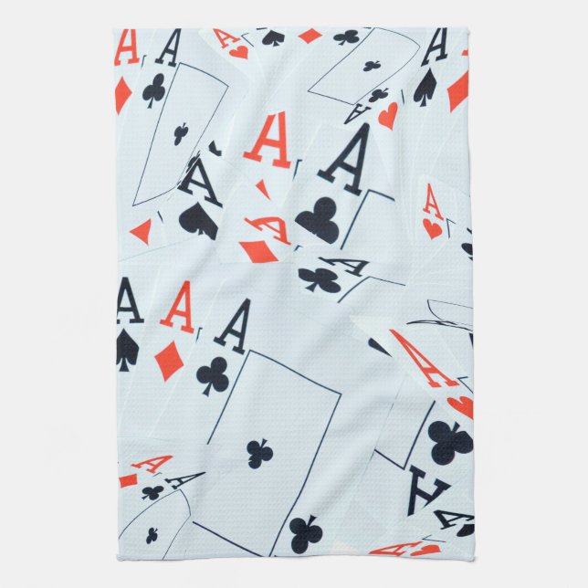 Poker Cards Aces, Tea Towel (Vertical)