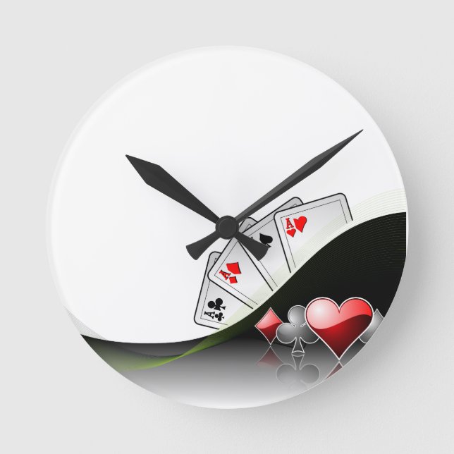 Poker cards and casino symbols round clock (Front)