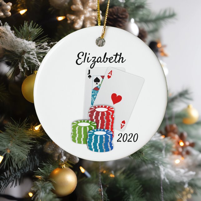 Poker Cards Casino Chips Gambling Ceramic Tree Decoration (Creator Uploaded)