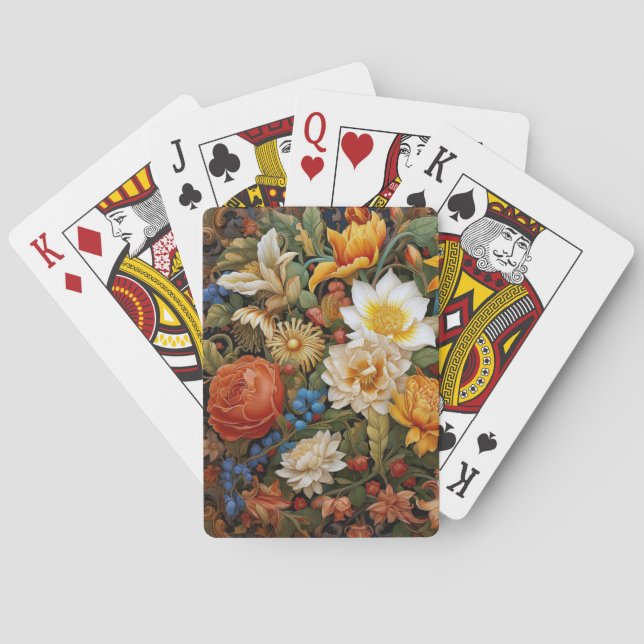 POKER CARDS - Colorful Floral Design (Back)