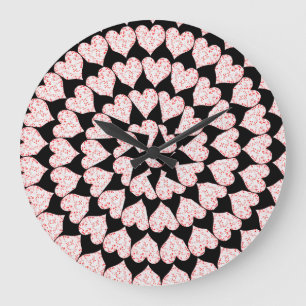Poker Cards Hearts In Circular Pattern, Large Clock