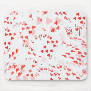 Poker Cards Hearts Straight Flush Pattern, Mouse Mat