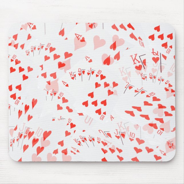 Poker Cards Hearts Straight Flush Pattern, Mouse Mat (Front)