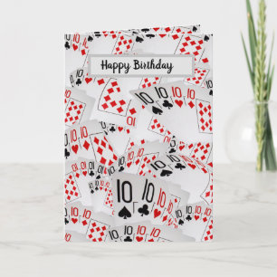 Poker Cards Number Tens Layered Birthday Card,