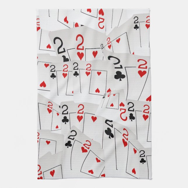 Poker Cards Number Twos, Tea Towel (Vertical)