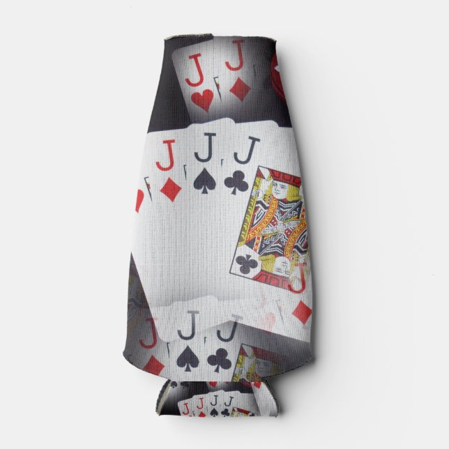 Poker Cards Quad Jacks Pattern, Bottle Cooler (Front)