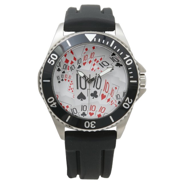 Poker Cards Quad Tens Pattern, Watch (Front)